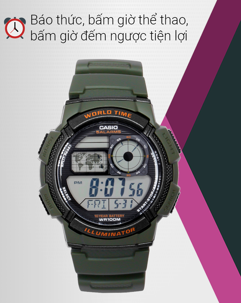 Khám phá đồng hồ Casio AE-2100W-4AVDF