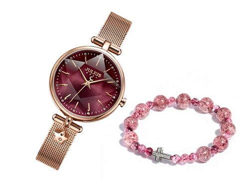 Bạn có thể mua đồng hồ nữ ja-1145D Julius với dây đeo cách điệu phối vòng chuỗi mân côi thạch anh dâu STR01 đơn giản tạị Shop VnExpress với mức giá ưu đãi hấp dẫn. 